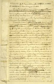 A portion of Jefferson's handwritten draft of the Declaration of Independence.