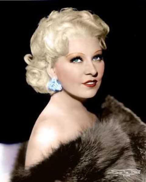 Mae West iat the height of her initial popularity, 1930s.