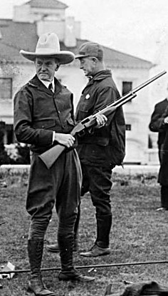 President Coolidge trap-shooting.