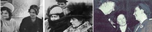 Same rules apply: Jacqueline Kennedy and Pat Nixon (left), Edith Wilson and Florence Harding (center), Eleanor Roosevelt and Mamie Eisenhower, unidentified woman in middle (right).