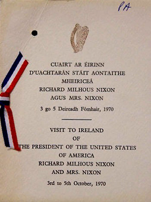 The program for the 1970 Nixon trip to Ireland.