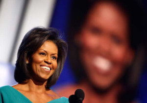 Michelle Obama speaking at the 2008 convention.