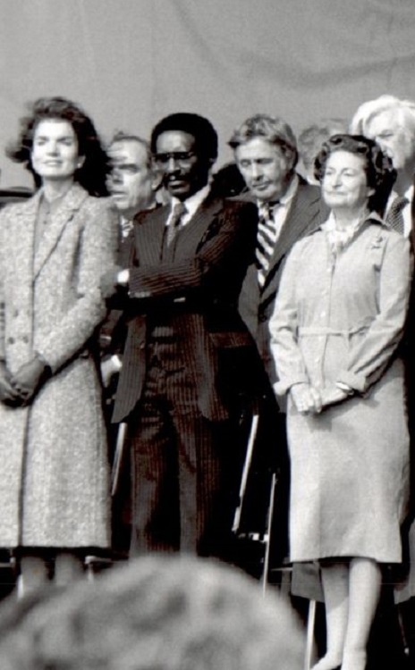 Jacqueline Kennedy Onassis and Lady Bird Johnson renewed their friendship at the October 20, 1979 dedication of hte JFK Library. The date also marked the eleventh wedding anniversary of Jackie Kennedy to Aristotle Onassis.. Jacqueline Kennedy Onassis and Lady Bird Johnson renewed their friendship at the October 20, 1979 dedication of hte JFK Library. The date also marked the eleventh wedding anniversary of Jackie Kennedy to Aristotle Onassis.