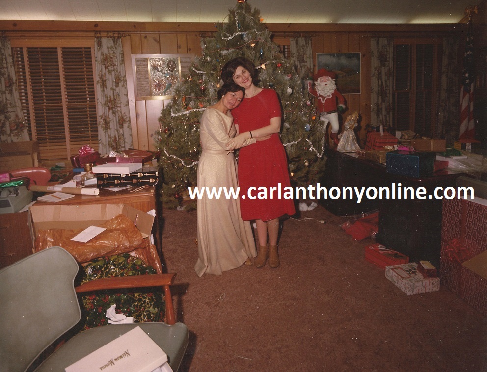 Lady Bird Johnson and her daughter Lynda after opening holiday gifts at their Texas home.