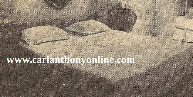 The bedroom shared by Ari and Jackie Onassis onboard their yacht.