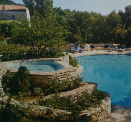 The pool and a waterfall at the home in Greece Jackie Kennedy shared with her second husband, Ari Onassis.
