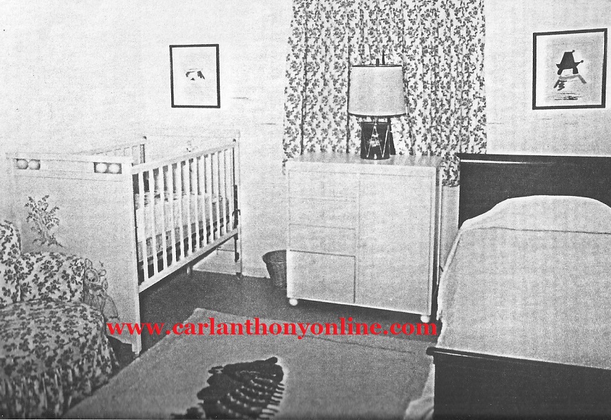 A room furnished to accomodate her infant son Patrick, who died at two days old.