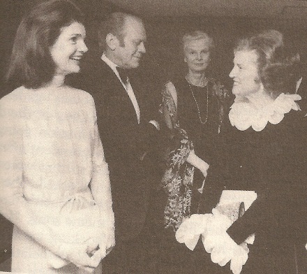 A dozen years after the funeral, Jackie Kennedy Onassis and Betty Ford once again saw each other at a 1976 Kennedy Center event. A dozen years after the funeral, Jackie Kennedy Onassis and Betty Ford once again saw each other at a 1976 Kennedy Center event.