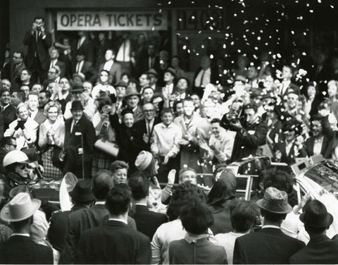 Confetti reigned on the Kennedys at point in their Dallas motorcade. (www.jfkfiles.blogspot.com)