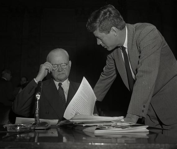 Former President Hoover with then-Senator John F. Kennedy. Former President Hoover with then-Senator John F. Kennedy.