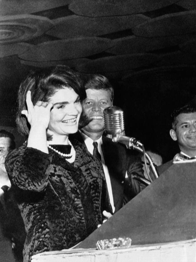 Jackie Kennedy delivering her speech to LULAC.