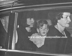 Two days after President Kennedy's assassination, Jacqueline Kennedy and her son ride to the U.S. Capitol where his body was laying in state, sharing a limousine with the new President and Mrs. Johnson. Two days after President Kennedy's assassination, Jacqueline Kennedy and her son ride to the U.S. Capitol where his body was laying in state, sharing a limousine with the new President and Mrs. Johnson.