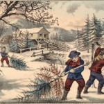 Currier & Ives showed New England children cutting down and bringing home the Christmas tree years after the fact that they never really did.