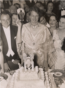 Eleanor Roosevelt with celebrities at FDR's 1936 Birthday Ball, celebrated on January 30. (FDRL)