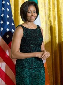 Michelle Obama about to deliver a speech in the White House.
