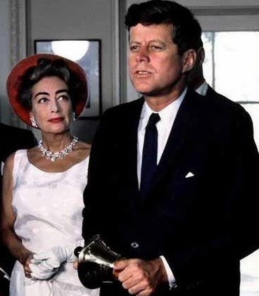Joan Crawford in the Oval Office with President John F. Kennedy, May 3, 1963.