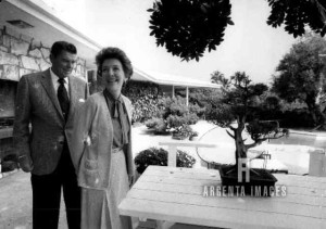 The Reagans on their home deck.