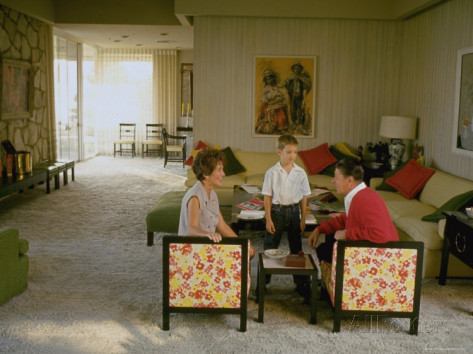 The Reagans in their living room.