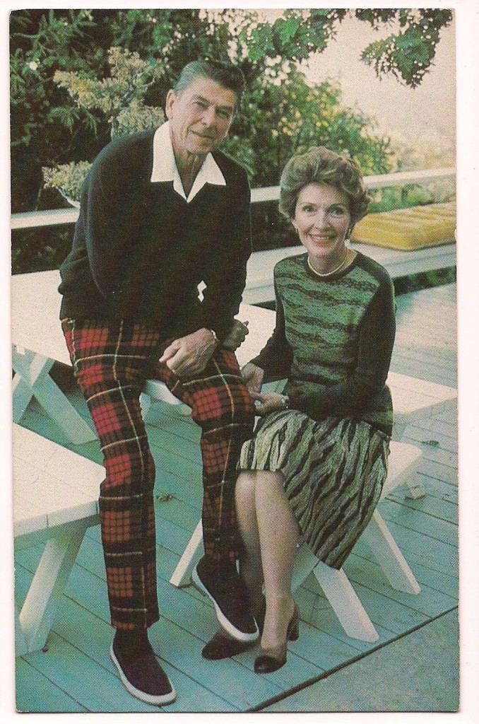 The Reagans posed again on their back deck.