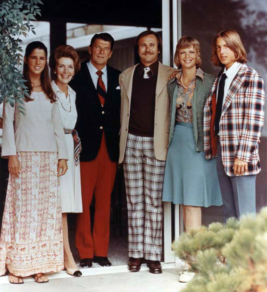 The Ronald Reagan family outside their Pacific Palisades Mid-Century Modern home, 1976.