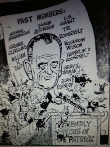 A cartoon heralding LBJ's participation in a 1964 Sons of St. Patrick's event.