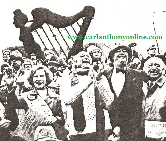 First Lady Rosalynn Carter reviewing the New York St. Patrick's Day parade with Mayor Ed Koch, and US Senators Pat Moynihan and Jacob Javits. b