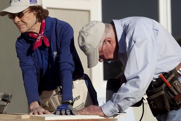 Former First Lady Rosalynn Carter helping build a home in China with her husband through Habitat for Humanity. (sfgate.com)