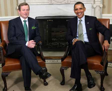 In the Oval Office, President Obama meets with Irish Prime Minister Enda Kennedy on St. Patrick's Day, 2011.