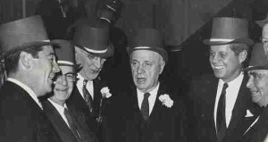 While a US Senator, Jack Kennedy didn't mind donning a green paper hat for St. Patrick's Day.