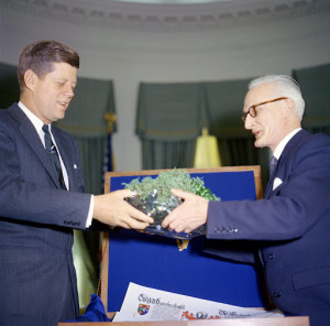 In 1961,Kennedy became the first President to accept shamrocks on St. Patrick's Day, starting a new tradition.