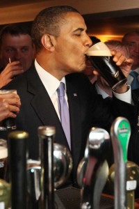 Obama hoists a Guinness in Ireland.