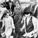 Pat Nixon with her third cousins after viewing the gravestones of her great-grandparents, County Mayo, Ireland.