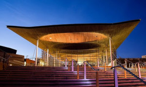 The Senedd Building where the Welsh assemby meet.