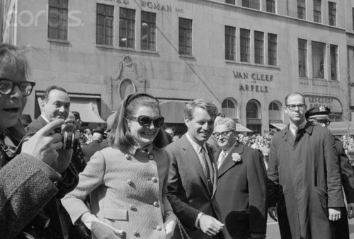 Jackie Kennedy surprised her brother-in-law, Senator Robert F. Kennedy as he paraded up Fifth Avenue in the 1966 St. Patrick's Day Parade. (Corbis)
