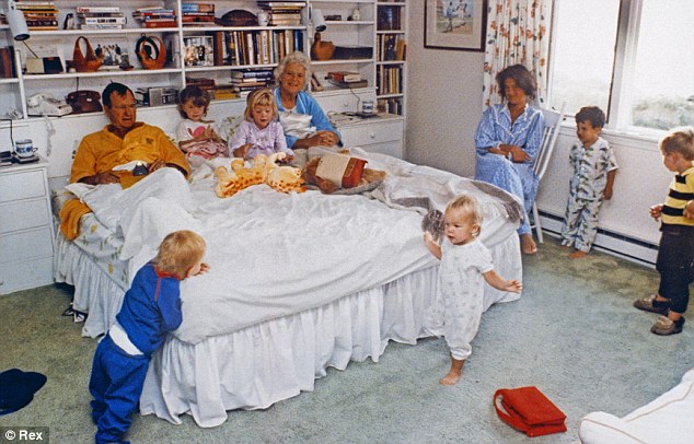 President George Bush shares his bed in the family's Kennebunkport, Maine summer home with his wife - and their grandchildren.