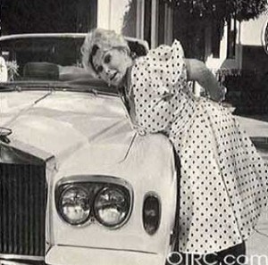 A police photo of Zsa Zsa Gabor handcuffed for assault of a police officer and resisting arrest.