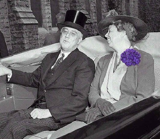 Eleanor Roosevelt wore a violet corsage on her husband's third Inauguration Day, 1941, promoting the industry of her hometown county.