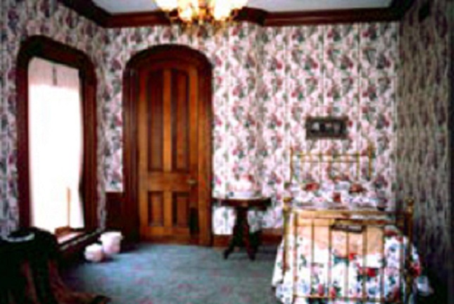 The widowed Ida McKinley's bedroom, recreated in the Saxton-McKinley House in Canton, Ohio.