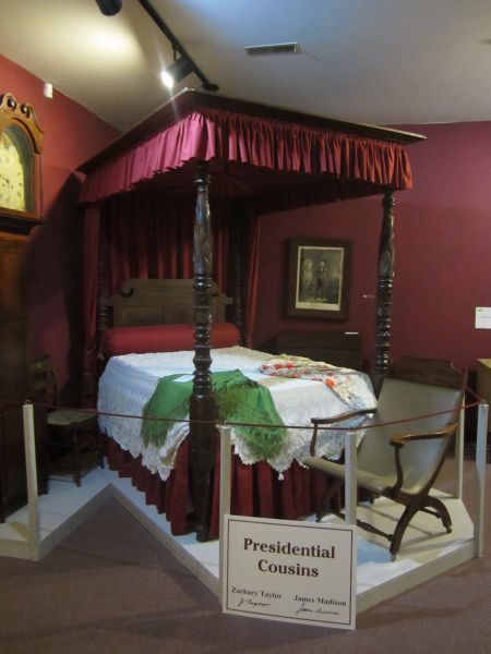 Zachary Taylor's bed on display in the James Madison Museum in Orange, Virginia.