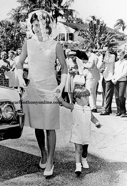 Jackie walks John to their car after attending church on Easter Sunday in Florida, 1962. Jackie walks John to their car after attending church on Easter Sunday in Florida, 1962.