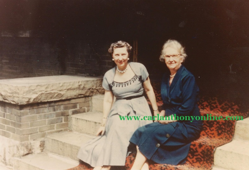 Mamie Eisenhower and her mother Minnie Doud on the front steps of the family's Denver home.