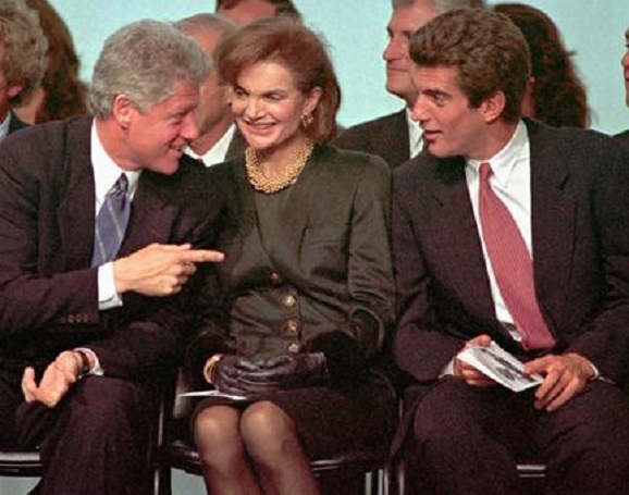 Jackie and John talk with President Clinton, both being among his earliest and strongest supporters, 1993. Jackie and John talk with President Clinton, both being among his earliest and strongest supporters, 1993.