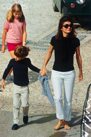 Four months after the funeral of Bobby Kennedy, Jackie married Aristotle Onassis, guiding her son by the hand as they arrived on the Onassis island for the wedding.