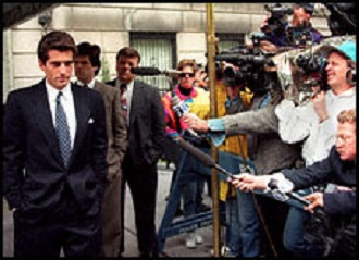 John Kennedy announces to the world the death of his mother, the morning after she died on May 19, 1993. (AP)