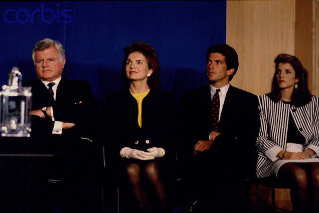 Jackie and John at the 1992 Profiles in Courage Award, joined by Caroline and Teddy Kennedy.