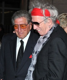 Making entirely different contributions to popular music, Tony Bennett and Keith RIchards enjoyed each other's company at a meeting in 2013.