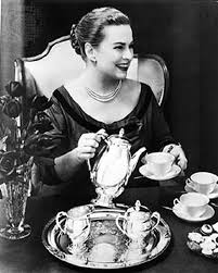 Miss Vanderbilt serves a proper tea for TV.