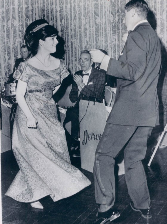 "Watusi Luci" Johnson enjoying the dance that earned her the nickname, at the "Young Democrats Dance" the night before Inauguration Day, 1965.