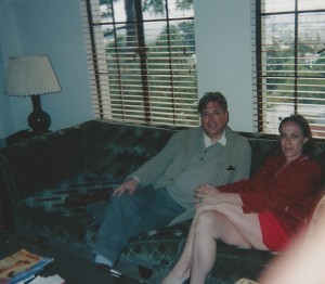 Eddie and Ellen, high above the hills of Hollywood in their Chateau Marmont suite, May 2, 1998.