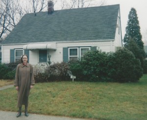 Ellen McDougall making a return visit to her Long Island childhood home, Christmas Day 1998.